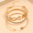 🩷 Crystal Peach Heart Bracelet Set – 3pcs