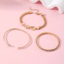 🩷 Crystal Peach Heart Bracelet Set – 3pcs