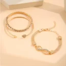 🩷 Crystal Peach Heart Bracelet Set – 3pcs